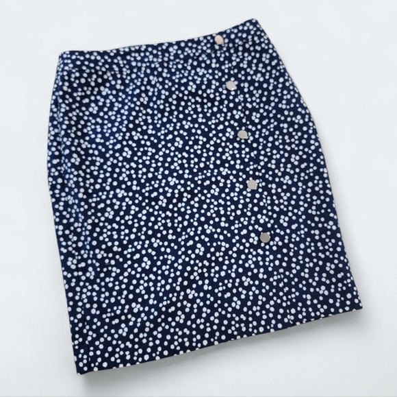 Talbots Navy Polka Dot Skirt Size 8 Front Buttons Cotton Blend - Picture 15 of 15